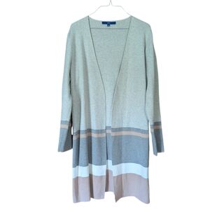 Apt.9 Long Sleeve Cardigan Colorblock Sweater Gray Tan Peach Size M